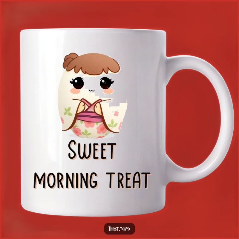 Funny Mochi Kimono Mug: Cute Round Character Sweet Gift
