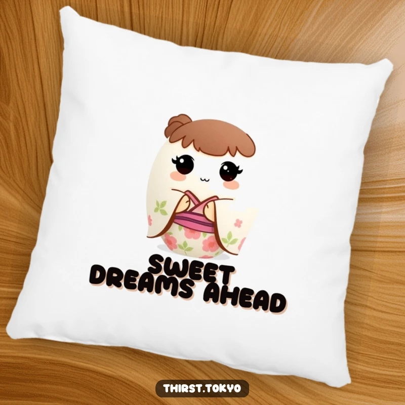 Funny Mochi Kimono Pillow: A round mochi ball dressed in a floral kimono, a soft and humorous decorative cushion.