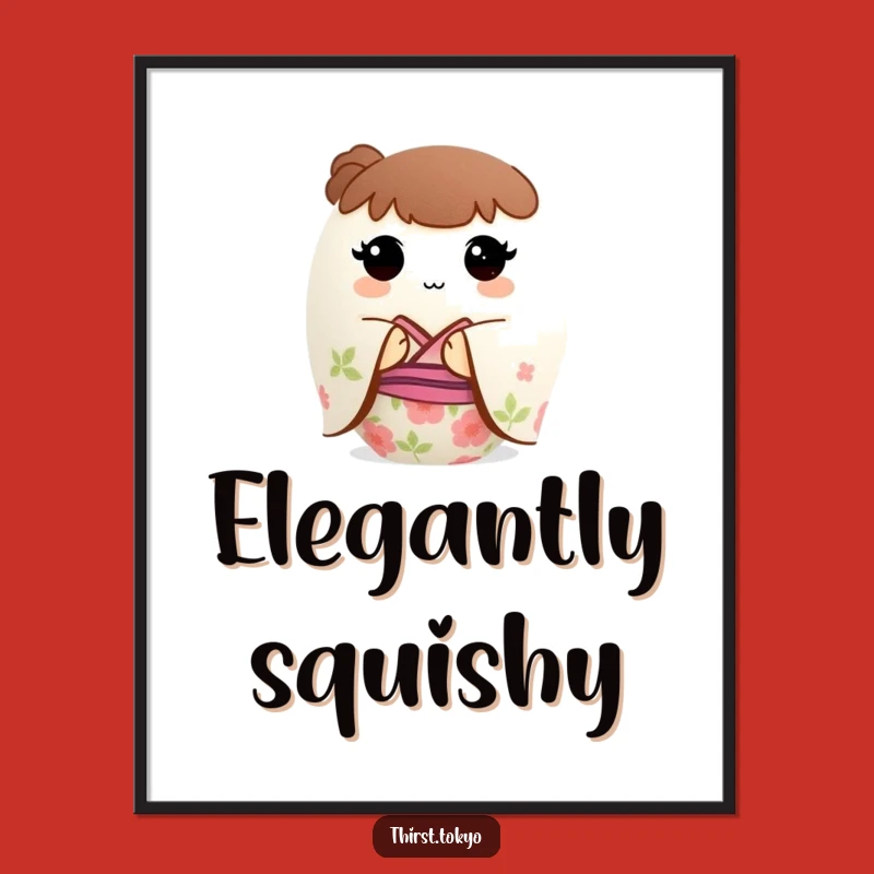 Funny Mochi Kimono Digital Art: Cute Round Print Gift