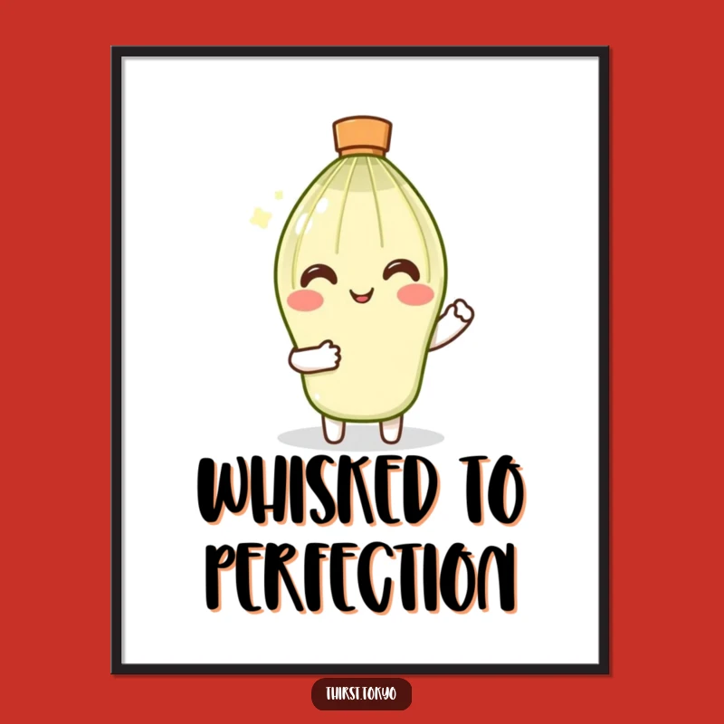 Funny Matcha Whisk Digital Art: Smiling Stirrer Print Gift