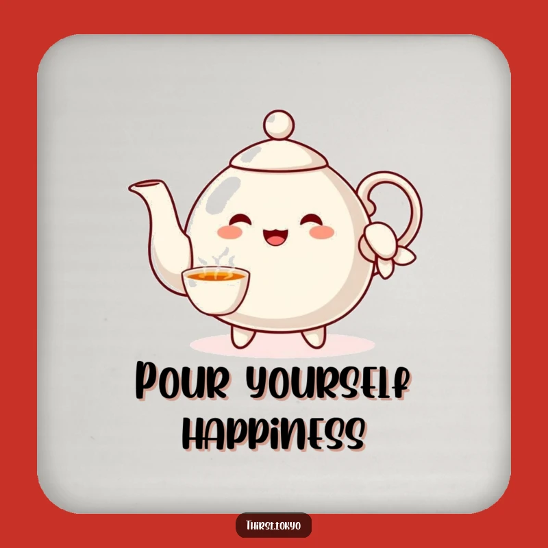 Funny Teapot Sleeve Coaster: Cheerful Drink Mat Gift