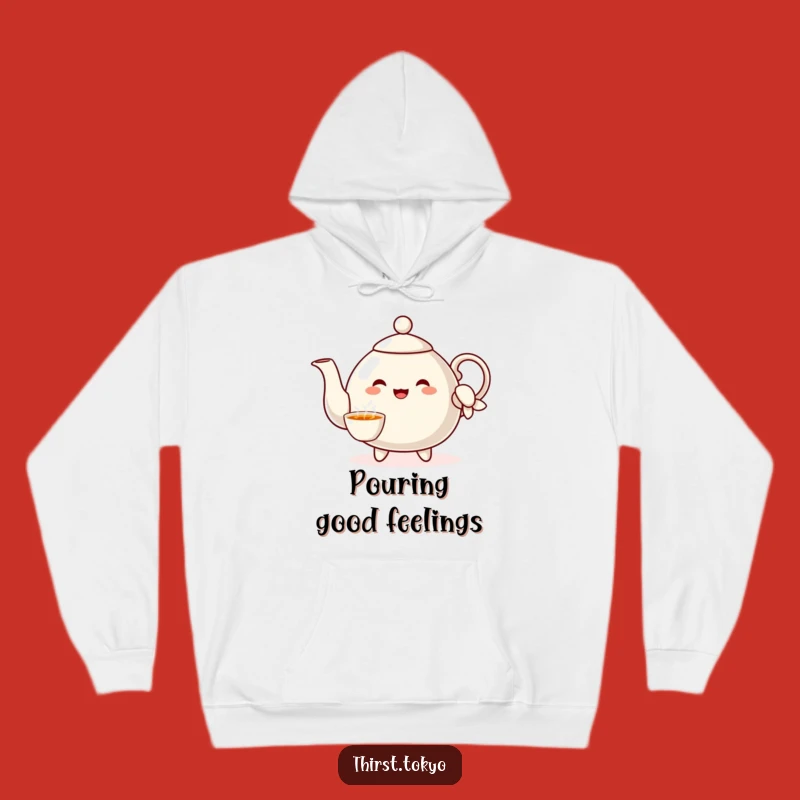 Funny Teapot Sleeve Hoodie: Cozy Cheerful Character Gift