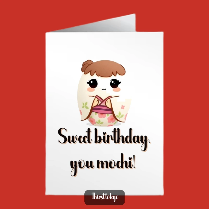 Cute Mochi Birthday Card Free Printable: Floral Kimono Ball Downloadable