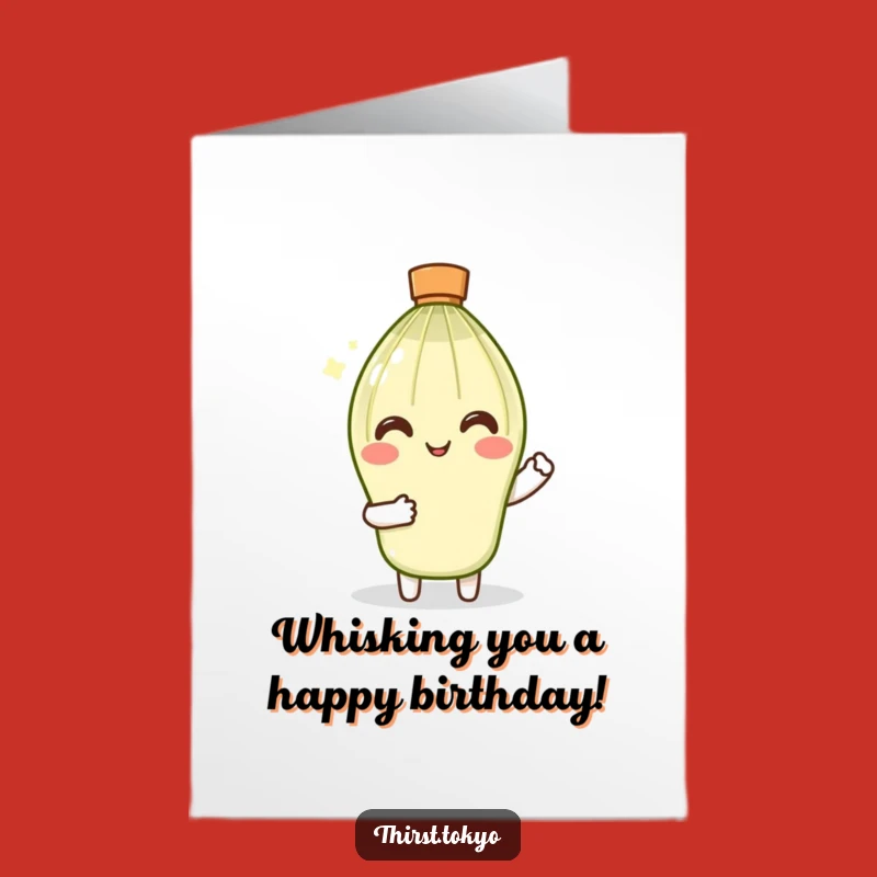 Smiling Matcha Whisk Birthday Card Free Printable: Gentle Stir Downloadable