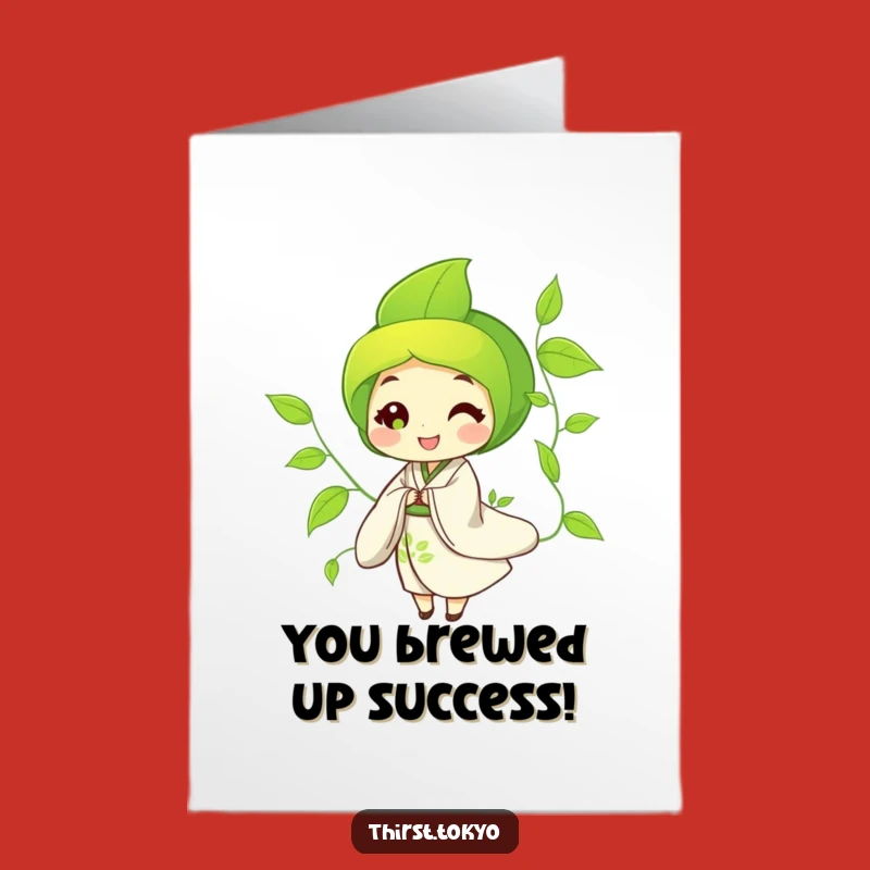 Free Printable Congratulations Card: Green Tea Leaf Delivers Exciting News with Grace