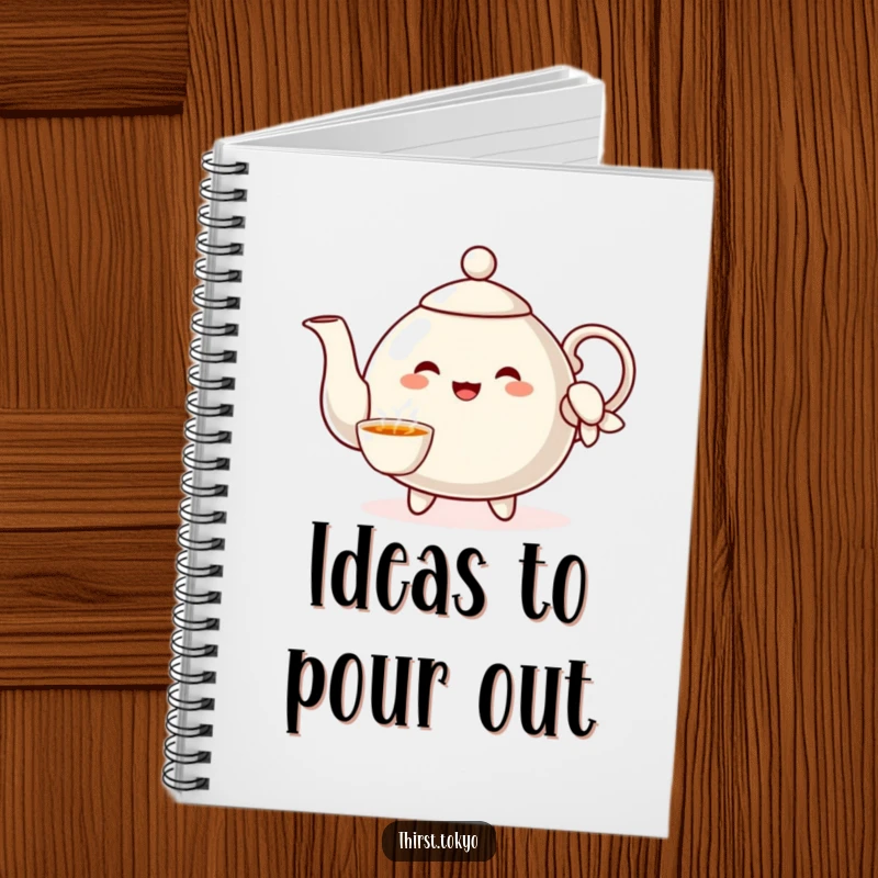 Funny Teapot Sleeve Notebook: Cheerful teapot character pouring imaginary tea, a humorous journal for notes.