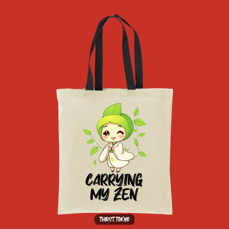 Funny Green Tea Kimono Tote Bag - Eco-Friendly Leaf Character, Stylish Carryall